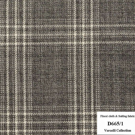 D665/1 Vercelli CXM - Vải Suit 95% Wool - Xám Caro